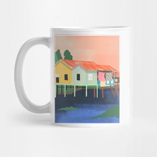 Colorful Stilt Houses Seaside Painting Mug